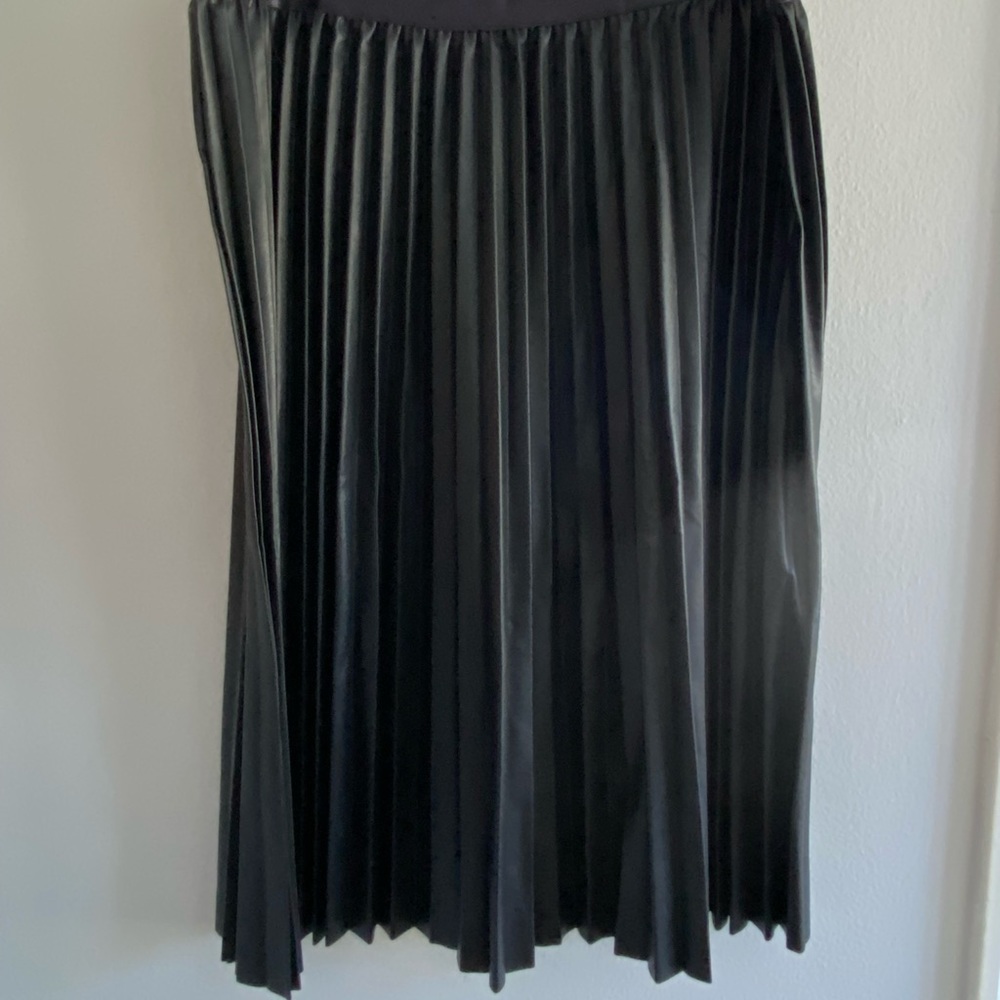Rachel Roy Pleated Faux Leather Skirt 2x